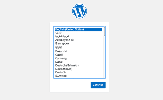 Wordpress installazione scelta lingua