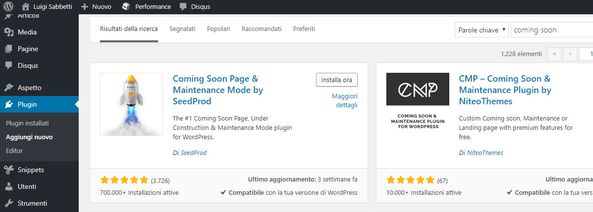 Plugin Coming Soon per WordPress
