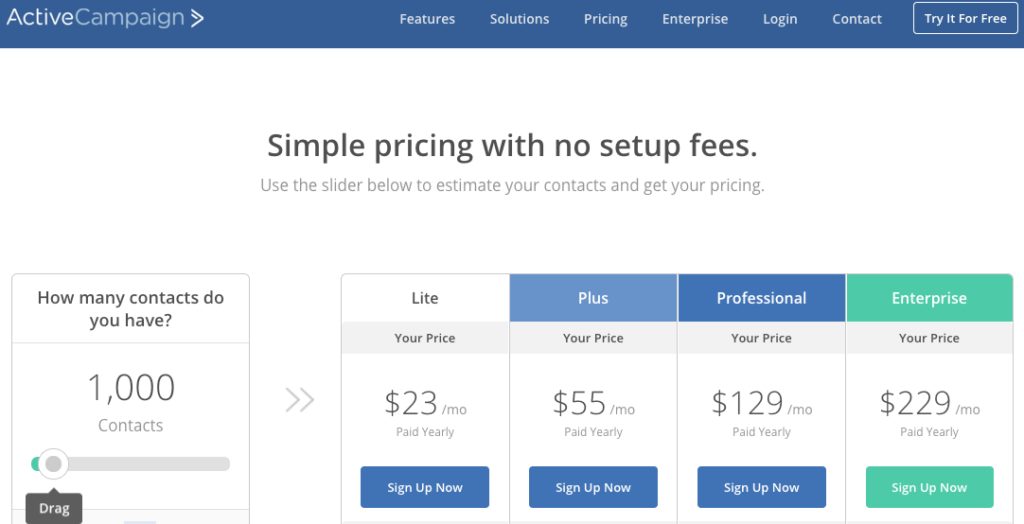 pricing activecampaign