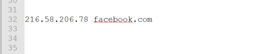 Esempio regola file hosts