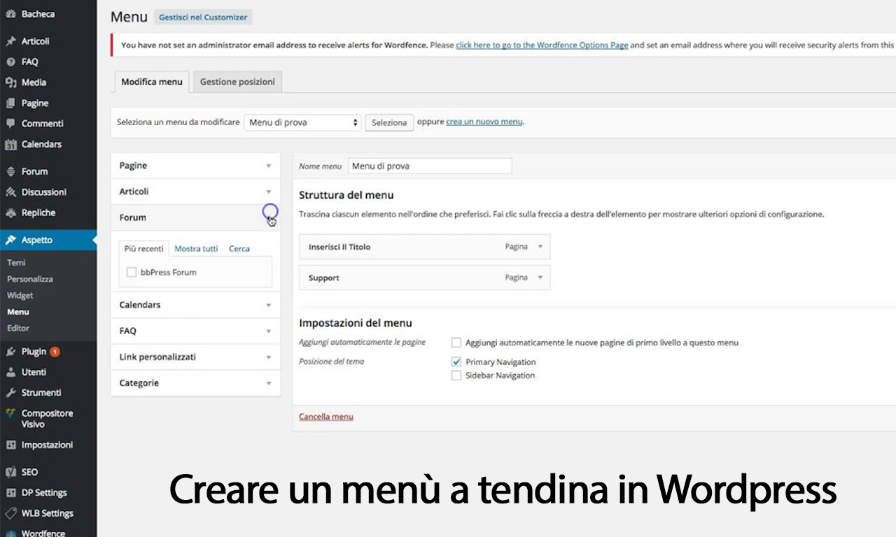 Come creare un menù a tendina su WordPress