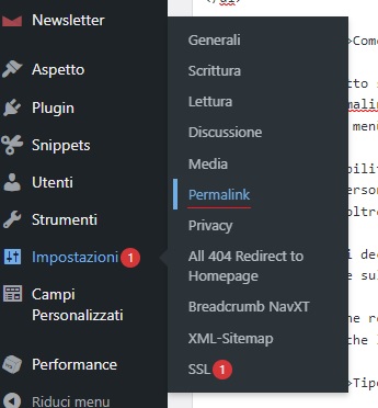 Wordpress sezione permalink