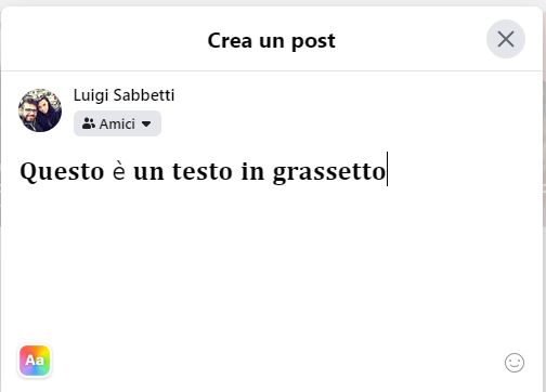 incolla il contenuto su facebook
