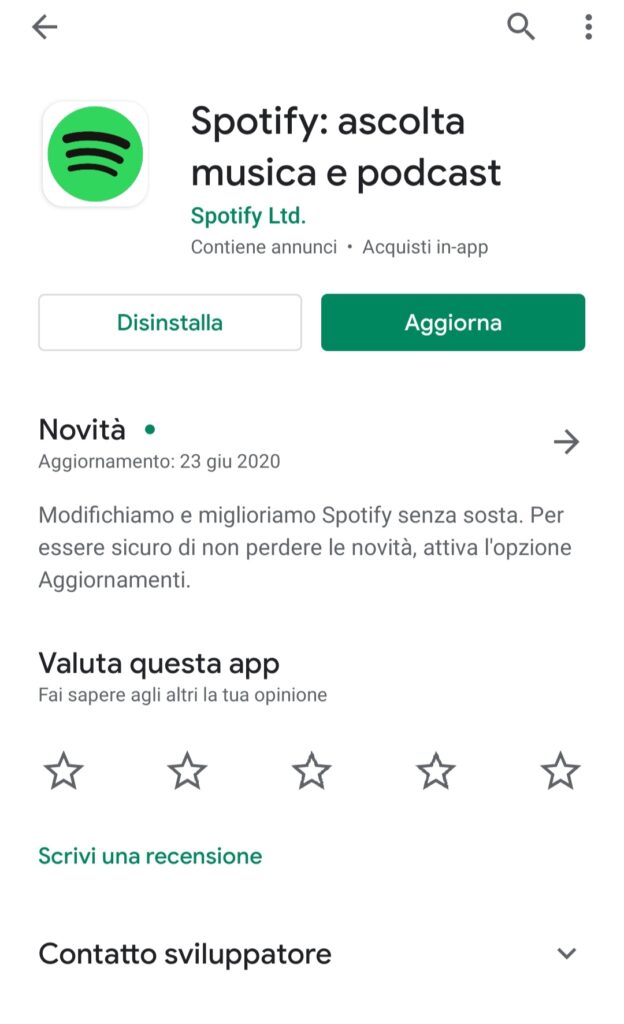 App Spotify su Android