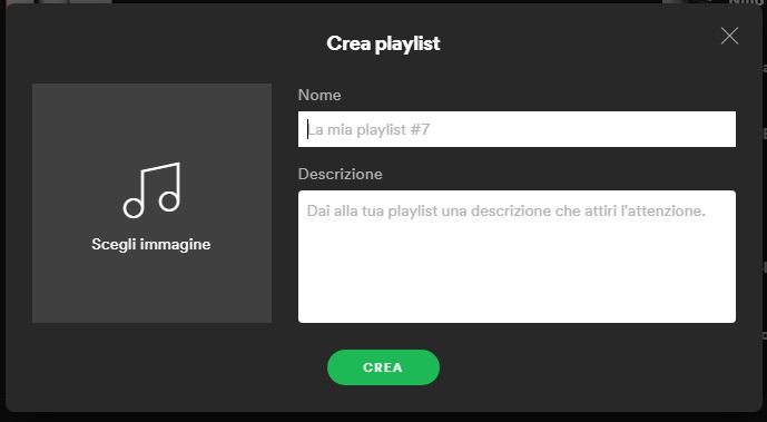 creare una Playlist su Spotify