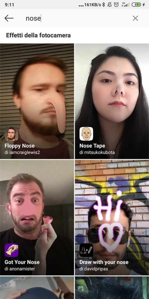 floppy nose filtro instagram