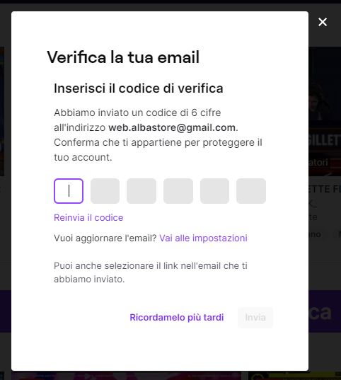 Iscrizione Twitch Step 2