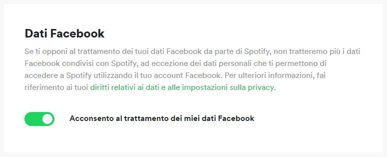 disabilitare collegamento spotify facebook