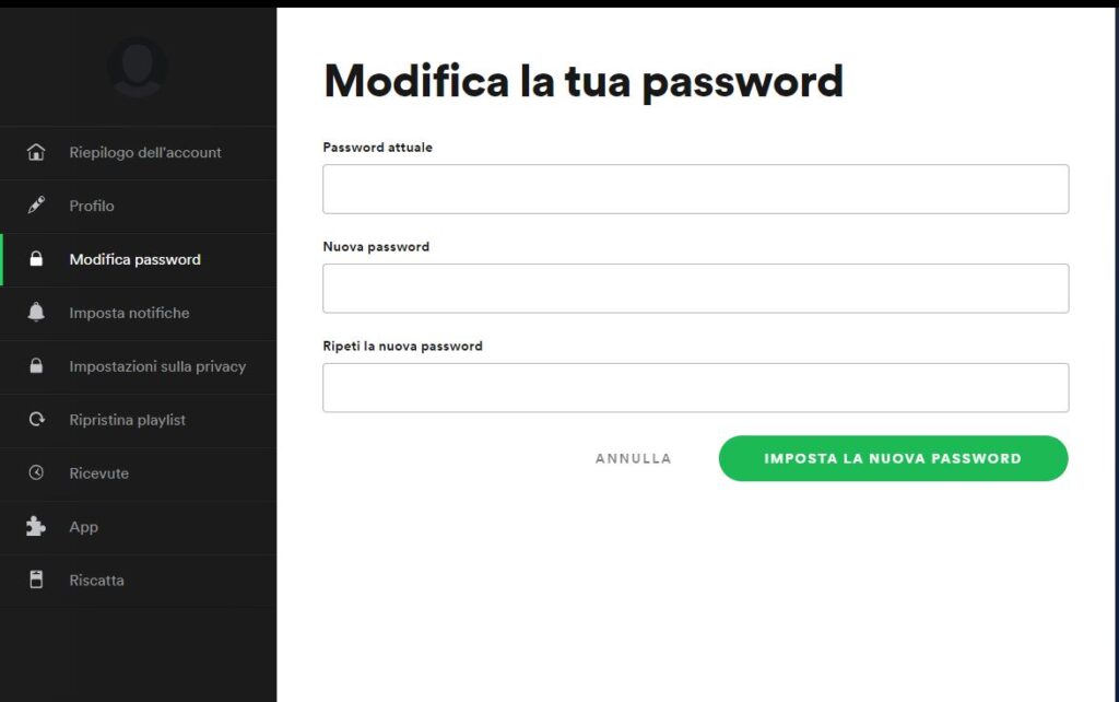 reset password spotify
