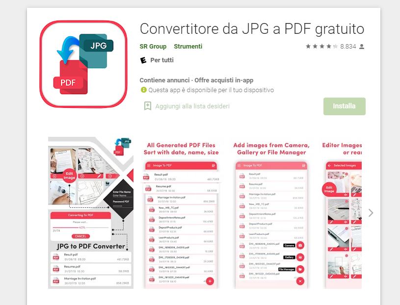 Convertirore da JPG a PDF Gratuito