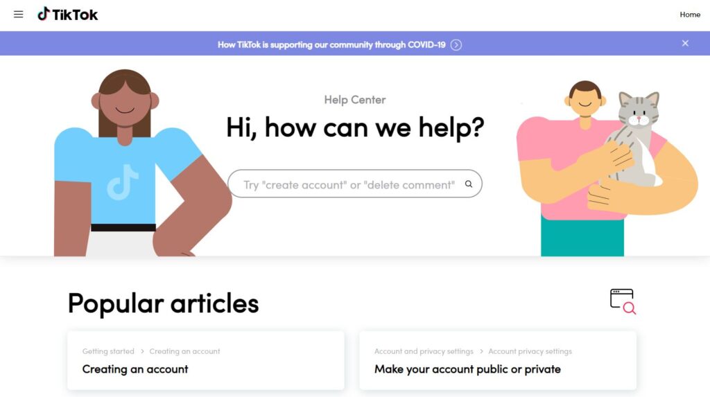 Centro assistenza tiktok
