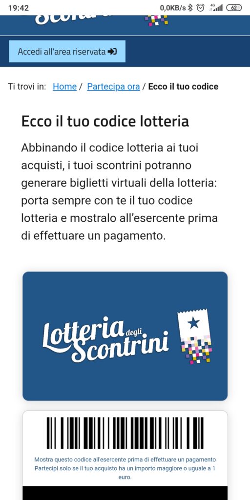 codice lotteria generato