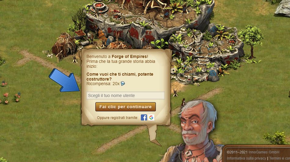 Registrazione Forge of Empires