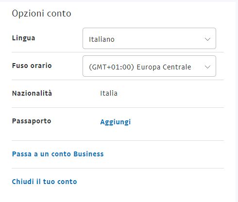 Chiudi il tuo conto